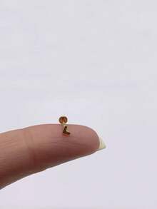 EleRunis 1PC 925 Sterling Silver Mini V-Shaped Tragus 6/8/10 Flat Back Labret Tragus Conch Cartilage Helix Threaded Piercing Fine Jewelry For Daily Wear Party - Gold - View 2