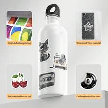 50 pièces Autocollants holographiques style Y2K, autocollants esthétiques de mode, autocollants décoratifs style Y2K, autocollants de mode vintage aquarelle INS pour bouteilles d'eau, planches à roulettes, bagages, ordinateurs portables, décalcomanies de voiture, fournitures de fête à thème - Rouge argenté - Voir 8
