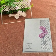 1件格紋與花卉紙藝切割模具，適合紙藝手工、卡片製作、相簿裝飾及其他DIY專案，耐用金屬材質 - 多色 - 查看 4