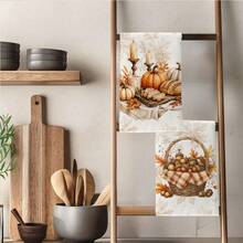 2PCS Kitchen Towels Autumn Vintage Bread Pumpkin Acorn Print 40*60cm Rectangular Microfiber Kitchen Towels, Dish Cloths, Tablecloths, Hand Towels, Kitchen Decor, Home Decor, Housewarming Gifts For Neighbors, Perfect For Kitchen And Bathroom Use, Suitable For Housewives And Family Gatherings, High Cost-Performance, Household Essential - Multicolor - View 9
