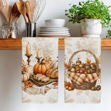 2PCS Kitchen Towels Autumn Vintage Bread Pumpkin Acorn Print 40*60cm Rectangular Microfiber Kitchen Towels, Dish Cloths, Tablecloths, Hand Towels, Kitchen Decor, Home Decor, Housewarming Gifts For Neighbors, Perfect For Kitchen And Bathroom Use, Suitable For Housewives And Family Gatherings, High Cost-Performance, Household Essential - Multicolor - View 8
