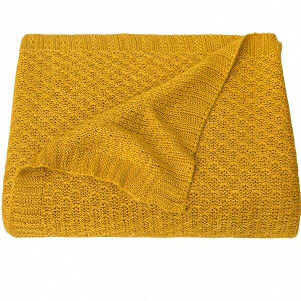 1Pc Cable Knit Baby Cooling Blanket, Rayon Derived From Bamboo Soft Toddler Blanket 30x40in For Nursery Stroller