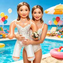 1pc Personalized Inflatable Blow Mold Custom Photo Bride Doll, Bachelorette Party/Bride Pool Party, Bride Gift, Wedding Favor, Special Occasion - Multicolor - View 7