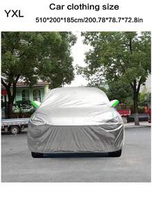 SUV Car Cover, Waterproof Outdoor Car Cover, 190T Silver Coated Fabric Lightweight Full Car Sun Protection And Rainproof Car Cover, With Reflective Strip Dustproof And Breathable, All-Weather Sun Protection, Frost Protection, Snow Protection, Suitable For Winter, Suitable For SUV, Outdoor Vehicles, Snowproof, Rainproof, UV Protection, Dustproof, Car Sunshade. - Silver - View 5