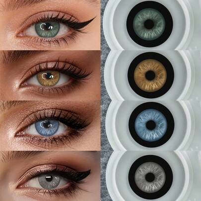 Lalens Siri Green Natural Soft Circle Contact Lenses 1 Pair Annual DIA 14.20MM BC 8.6MM Wholesale Natural Blended Tone Seamless Pupil Fusion Natural Wearing Experience Suitable For Dark And Light Eyes Daily Wear Aesthetic Style Middle Eastern Muslim Women Makeup Contact Lenses