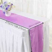 2pcs 28*275cm 11.02*108.27inch Royal Blue Satin Table Runner, High Density Hemmed Edge, Hotel Wedding Dining Table Decor, Polyester Solid Color Tablecloth (Multiple Colors Available). - Multicolor - View 9