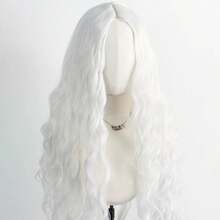 1pcPrincess Long Loose Wavy Full Wig, Elegant Fairy Chic Look, Wedding Cosplay Styling, Adjustable Cap Middle Part Costume Hair Wig - White - View 2