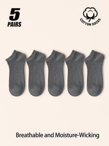 5/6 Pairs Men's Pure Cotton Mesh No Show Socks, Thin Breathable Moisture Wicking Ribbed Low Cut Casual Ankle Socks Multi Neutral Color Pack - Multicolor - View 15