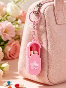 Portable Hanging Storage Box With Flower Decoration, Multi-Function Storage Box Keychain, Suitable For Office Workers Pill Vitamin Storage Box, Handmade Mini Pill Box, Travel Medicine Storage Box, Daily Vitamin Pill Box, Pocket Carry Box, Candy Box, Daily Pill Storage Container, Waterproof Pill Box Daily Medication Organizer, Keychain, Home Essential, Travel Essential, Back To School Gift, Teacher's Day Gift, Family Gift - Multicolor - View 7