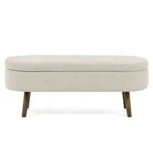 Multifunctional Storage Bench, Soft Chenille Fabric, Wooden Legs, Solid Wood Frame, 20L Storage Space, 110x40x42cm, For Bedroom, Living Room, Shoe Bench, Hallway - 米色 - 查看 12