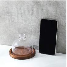 1pc/4pcs Mini Dessert Serving Tray Platter With Glass Dome, Wooden Cake Stand Display - Mini Cake Plates - View 3