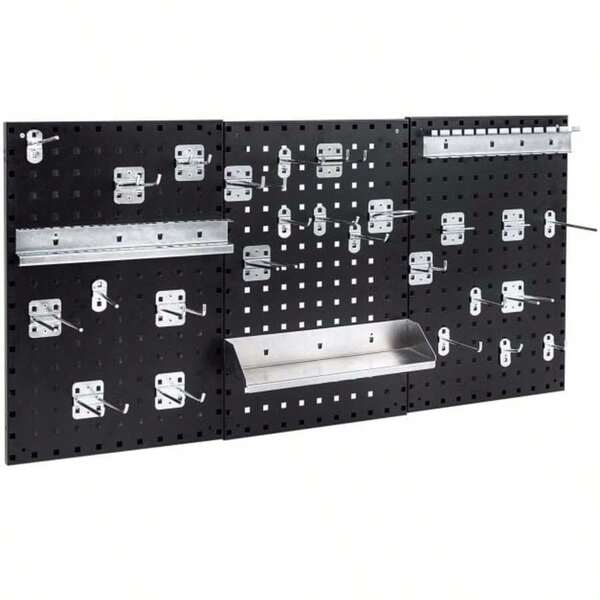 Wall-Mounted Pegboard Kit With 3 Pegboards For Garage Workshop-Black-XY156752