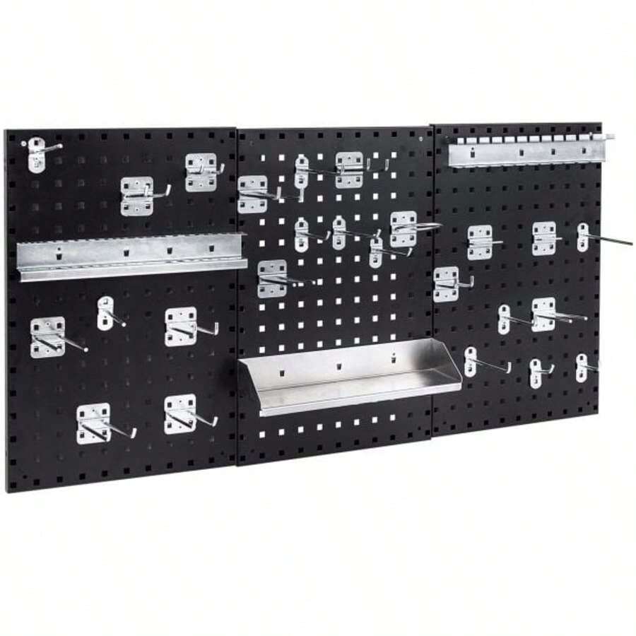 Wall-Mounted Pegboard Kit With 3 Pegboards For Garage Workshop-Black-XY156752 - TA10069NY - View 1