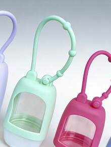 3pcs Random Color Flip Cap Squeeze Refillable Travel Containers, Antibacterial Hand Sanitizer Bottles With Sleeve Keychain, Suitable For Liquids And Toners - Multicolor - View 5