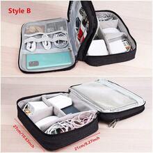 1pc Waterproof Digital Storage Bag, Home Cable Charger Electronic Organizer Bag, Travel Portable Storage Bag, Makeup Bag, Cosmetic Storage Bag, Vacation Organizer Bag, Large Capacity Makeup Storage Box, Suitable For Lipstick, Brushes,Back To School - Black - View 6