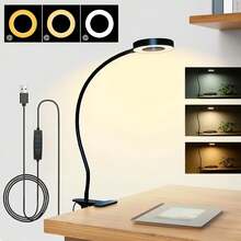 1 buah Lampu Meja LED Jepit Bertenaga USB, Leher Angsa Fleksibel yang Dapat Diatur, Desain Jepit yang Praktis, Cocok untuk Membaca dan Penggunaan Kantor, Melindungi Mata, Dengan Kabel Daya USB, Kontrol Tombol dan Desain Berkabel - Sempurna untuk Kantor Rumah, Samping Tempat Tidur, Komputer, Panggilan Video dan Kerajinan Tangan (Hitam/Putih), Perangkat Penerangan Portabel untuk Rumah/Kantor - Lampu meja bundar - View 13
