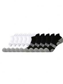 1/3/5/10/20 pares de calcetines cortos cómodos para hombre con base gris + combinación de negro y blanco, adecuados para varios tipos de zapatos y ocasiones, deportes al aire libre, deportes de interior, correr y caminar - Multicolor - Ver 26