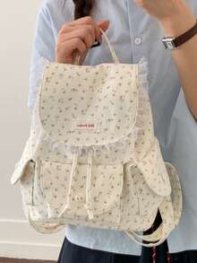 LECEY Mochilas de gran capacidad, mochila de lona con estilo - Blanco - Ver 2