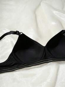 1Pc Teen Girl Ribbing Bra, Ribbon, Black, Comfortable For Girls Aged 13-16Y. - Black - View 4