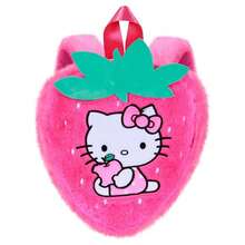 Hello Kitty Safta حقيبة ظهر مدرسية من القطيفة بتصميم هالو كيتي والفراولة، للأطفال، ناعمة ومبطنة، تصميم ثلاثي الأبعاد مع مقبض علوي وأحزمة قابلة للتعديل، وردي، للعودة إلى المدرسة - الخيار 6 - مشاهدة 3