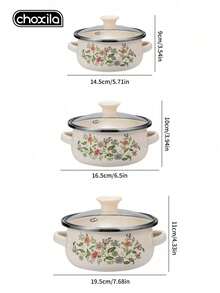 choxila 3件組陶瓷湯鍋套組，雙把手附蓋烹飪鍋，多功能家用鍋，適用感應爐與瓦斯爐，適合家庭廚房、餐廳及節日聚會 - 查看 7