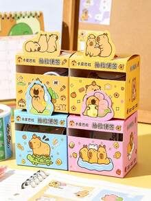 4 Sets Cute Capybara Pull-Out Sticky Notes, Highly Attractive Strong Adhesion, Suitable For Student Messages, Back To School Season - Multicolor - View 1