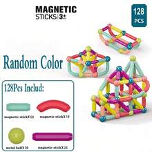 Magnetic Balls And Sticks Building Set For Kids, Colorful Magnetic Building Blocks, STEM Construction And Sensory Toy, Multiple Piece Options, Ages 3+, Suitable For Back-To-School Season, Travel, Classroom Rewards, Birthday Gifts.Random Colors - Multicolor - View 14