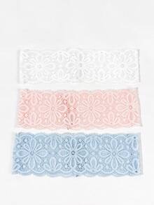 3pcs/Set Wedding Ji Women's Solid Color Lace Girl Style Elegant Fashion Breathable Comfortable Lightweight Floral Embroidery Decorated Headband, Suitable For Daily Commute Outfit Matching, Shopping, Travel, Photography, Exquisite Gift For Best Friend - Multicolor #3 - View 3