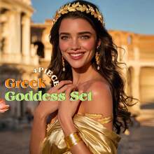 4pcs Greek Goddess Costume Accessories Set, Gold Foil Robe Party Jewelry, Women's,Halloween - Multicolor - View 5
