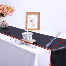 2pcs 28*275cm 11.02*108.27inch Royal Blue Satin Table Runner, High Density Hemmed Edge, Hotel Wedding Dining Table Decor, Polyester Solid Color Tablecloth (Multiple Colors Available). - Multicolor - View 11