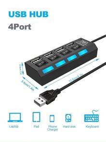 4口/7口 USB Hub，USB 2.0 集線器轉接器，多功能 7 合 1 集線器，USB 切換便攜分線器轉接器，適用於電腦、筆記本電腦、手機、USB 隨身碟、滑鼠、讀卡機、鍵盤、遊戲設備、MP3 播放器、硬碟等。支持 PC、Apple 筆電、Pro、Mini、Surface Pro、手機 OTG 轉接器、印表機、相機、USB 風扇或任何其他 USB 外設。更多功能即將推出。 - 黑色 - 查看 15