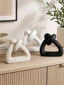 1pc Black And White Beige Cord Knot Decorative Piece, Modern And Simple Style, Triangular Hollow Knot Decorative Piece, Suitable For Home Desktop, Living Room, Entrance Hall, Study, TV Cabinet Decoration - 1PC - View 2