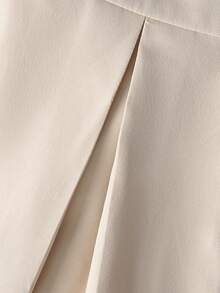 Perirose Elegant Women's Strapless Wide Leg Jumpsuit, Gold Button Decor, High Waist Design - Apricot - View 8