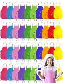 1/6/12pcs Children's Waterproof Artist Aprons, Non-Woven Fabric Painting & Cooking Smocks, Stain-Resistant Reversible Bibs, Suitable For Classroom And Home Art Crafts Projects, Kitchen, Parties And Craft Activities, With Children's Handmade Style - Multicolor - View 7