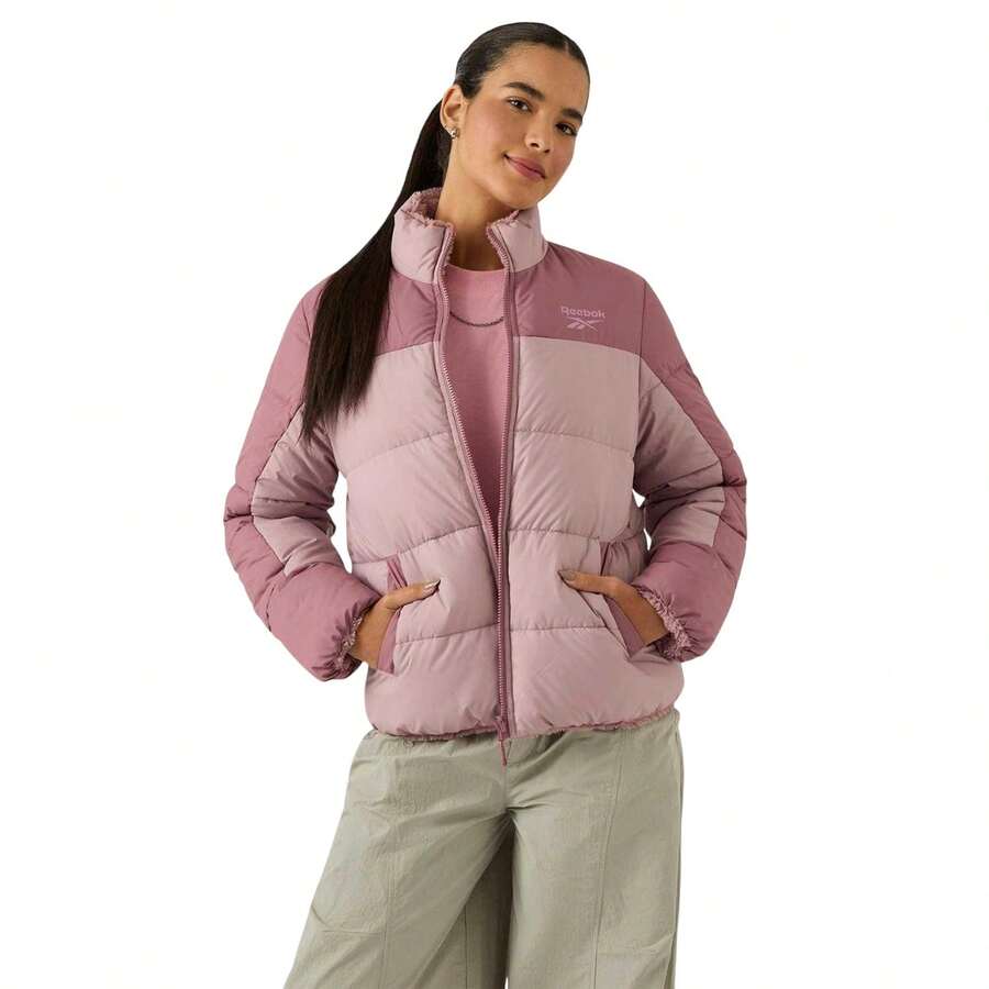 Reebok Womens/Ladies Reversible Puffer Jacket - Dusty Rose - View 1