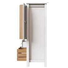 Kitchen Cabinet (80 X 40 X 140 Cm), Tall Sideboard, Multifunctional Sideboard, Storage Unit With Two Doors And Five Drawers, Black And White - 白色 - 查看 8