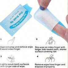 25pcs Mint Tooth Cleaning Surface Brush, Finger Sleeve, Tooth Cleaning Cloth, Cleaning Cloth, Finger Sleeve, Designed For Easy Use And Portability, Suitable For Use After Dining Out To Avoid Embarrassment Of Food Residue On Teeth - Cleaning Brush - View 3