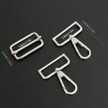 3pcs Luggage Strap Accessories Set, Including Shoulder Strap Buckle, Dog Clip, Zinc Alloy Pressed Hook Buckle, For DIY Handbag - Silver - View 10