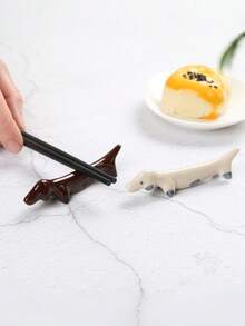 1pc/3pcs/5pcs Creative Dachshund Ceramic Chopstick Holder Cute Cartoon Puppy Tabletop Hotel Restaurant Japanese Style Home Chopstick Rest - Multicolor - View 5
