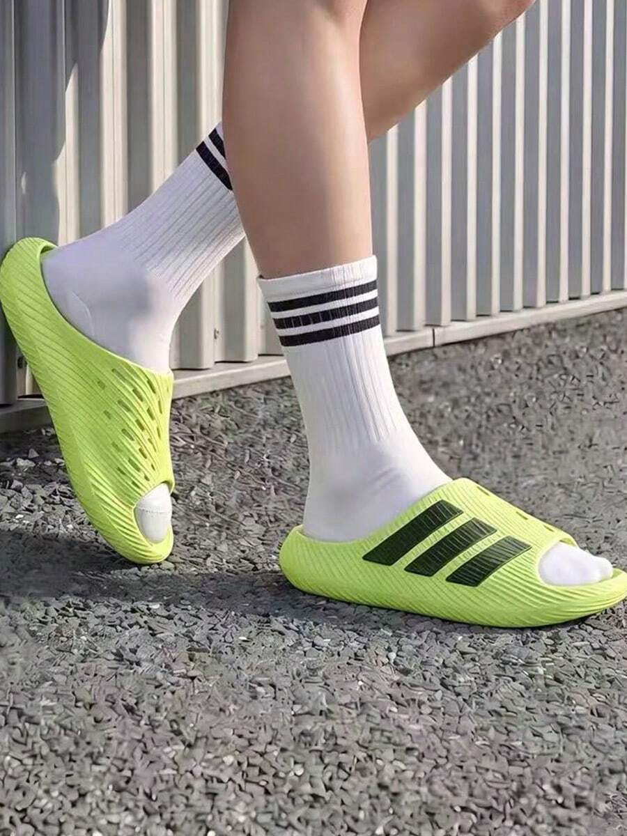 Adidas Purechill Unisex Slippers, Stylish, Versatile, Comfortable, Soft Rubber Shock-Absorbing Slippers, Fluorescent Green. - Fluorescent Green - View 1