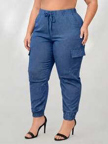 Women's Plus Size Cargo Jogger Pants G1 To G3 – Comfort And Style - Medium Blue - View 2