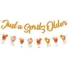 1 Set Just A Spritz Older DIY Banner Kit, Orange Glitter Cocktail Style Flag Banner With Spritz Glass Cutout, Aperol Spritz Theme Party Decoration, Citrus Cocktail Hanging Letter Garland, Suitable For 30th/40th Birthday, Bridal Shower, Bachelorette Party - A - View 3