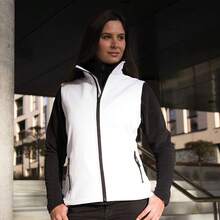 Result Core Womens/Ladies Printable Full Zip Softshell Bodywarmer - White / Black - View 3