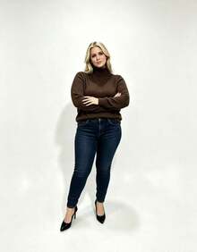 Steve Store Women's Knit Turtleneck Plus Size Elastane Sweater Long Sleeve Basic Winter Blouse Elegant Fashion - 棕色的 - 查看 2