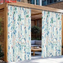 1pc/2 PC Outdoor Window Shade Including Hooks; Features Printed Blue And Red Plant Berries; Machine Washable; Suitable For Gazebos, Patios And Gardens - Printing - View 4