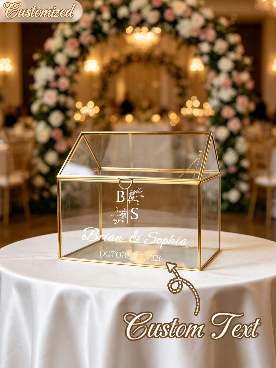Customized Wedding Card Box - Transparent Gift And Cash Storage Box, Suitable For Wedding Reception, Birthday Elegant Table Decor, Anniversary And Graduation Party Decoration - Multicolor - View 1