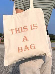 1pc Personalized Customized Photo & Text Shoulder Bag, Custom Exclusive Photo & Text, Choose Style, Canvas Tote Bag Printing Shopping Bag, Back To School, Campus Essential Storage Bag, Handbag Canvas Bag Shoulder Bag, Surprise Holiday Birthday Creative Gift For Family, Friends, Girlfriend, Boyfriend, Classmates, Teachers - Multicolor - View 3