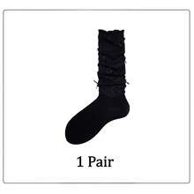 1/2 Paar graue Ballettsocken in Mittellänge, Schleifen-Slouch-Socken, weiße Kniestrümpfe mit umgeschlagener Kante, Schulanfang-Wadensocken für Damen - Verschiedenfarbig - Übersicht 12