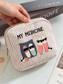 Striped Portable Travel Medicine Bag, Travel Pill Storage Pouch, Camping Medicine Bag, Multi-Functional Fabric Small Medicine Bag, Minimalist Cosmetic Bag, Outdoor Home Medicine Bag, Toiletry Bag, Suitable For Medicine, Cosmetics, Lipstick And Daily Essentials, Unique Birthday Gift, Holiday Gift, Party Gift, Vacation Gift, Back To School Gift, Teacher Gift,Bedroom Room Decor,Back To School - Multicolor - View 9
