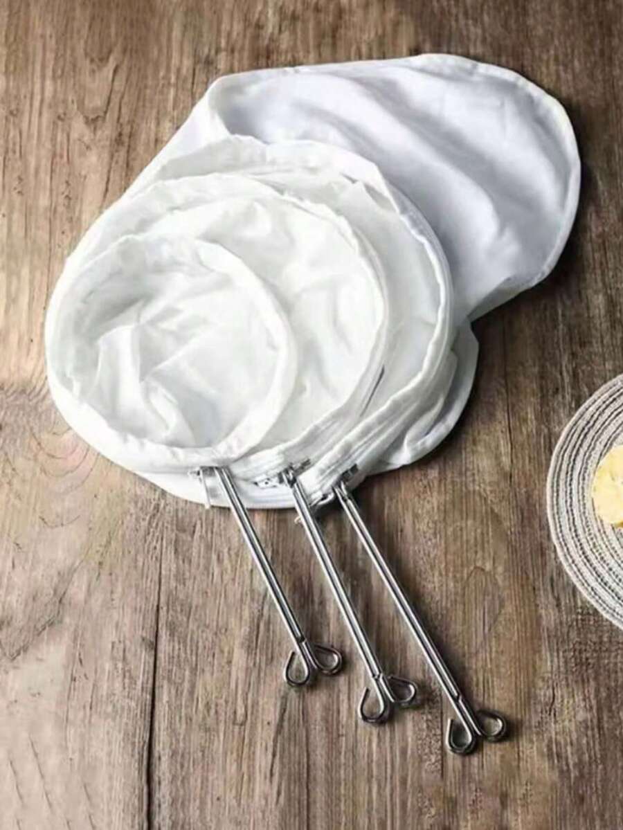 1pc Reusable Fabric Mesh Filter Bag, Suitable For Soy Milk, Herbal Tea, Cold Brew Coffee Filtration, Kitchen Utensil - A - View 1